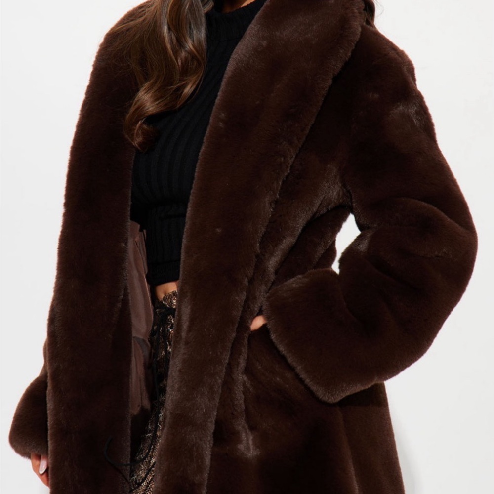 Fashion Nova Rich Chocolate Teddy Jacket